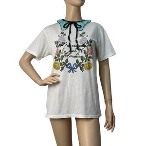 Gucci Embroidery Sequin Collar T-shirt Top Sz.M